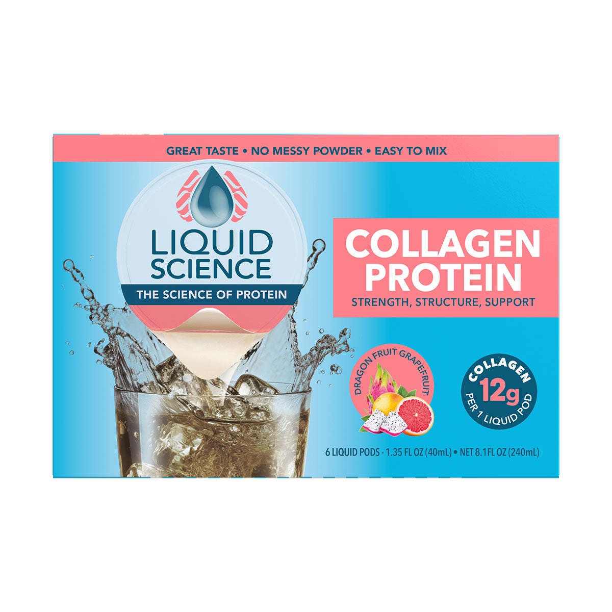 Dragon fruit grapefruit collagen protein pods