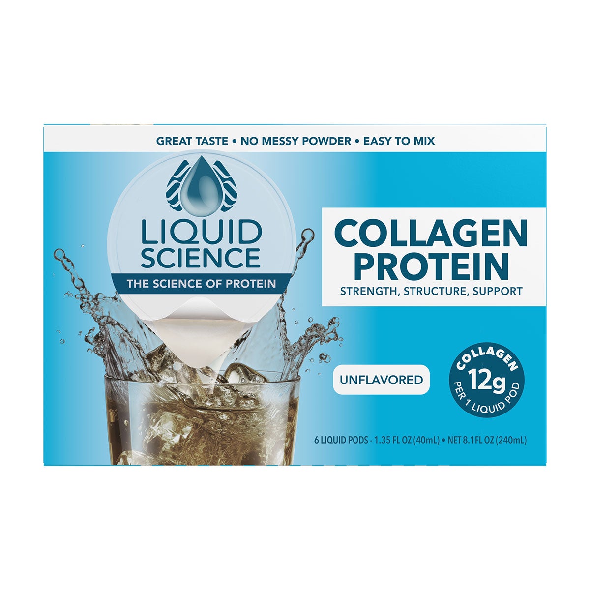 Unflavored collagen protein pods